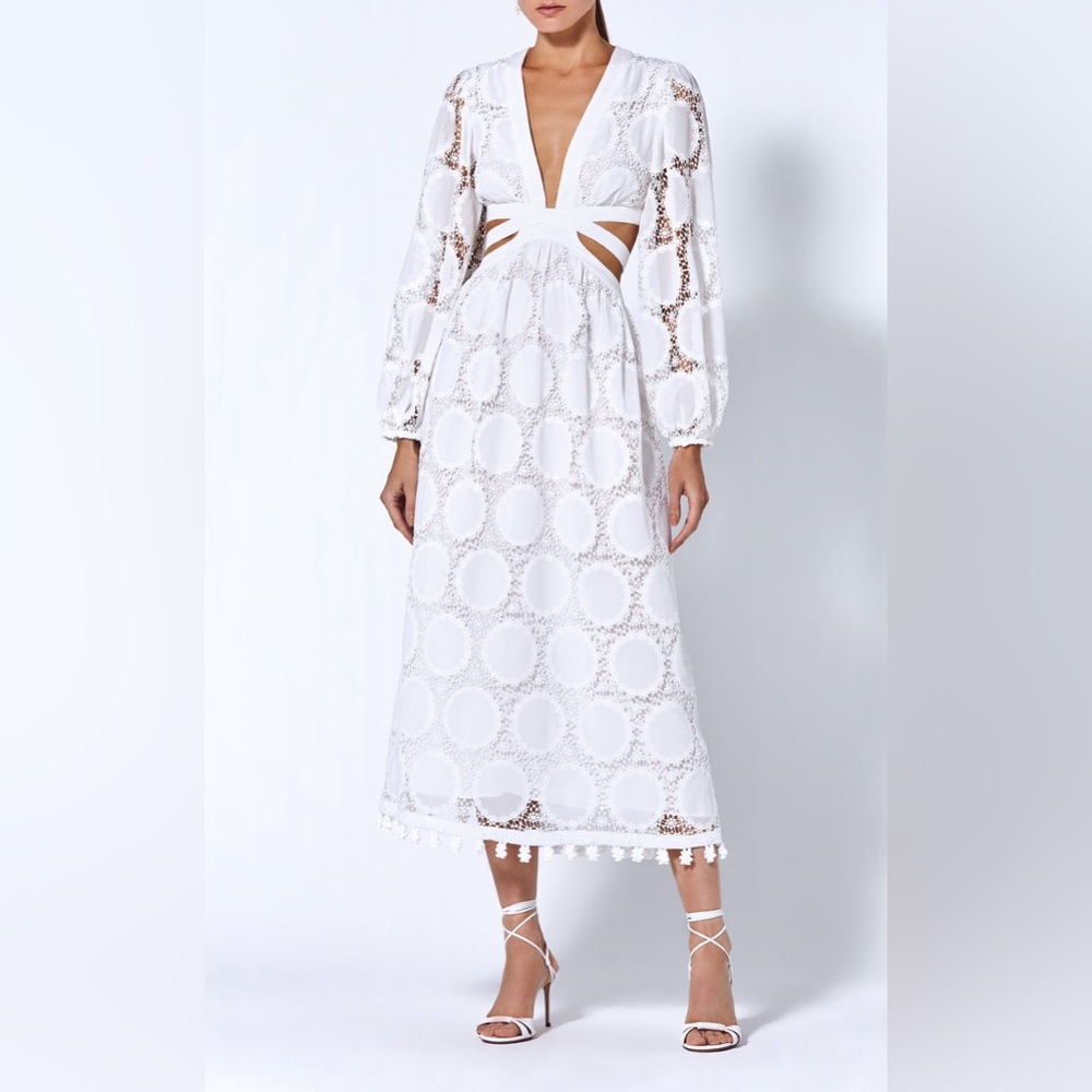 Alexis Stran Cut-Out Lace Midi-Dress